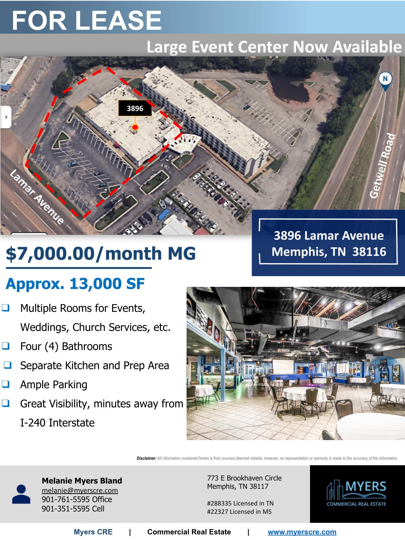 3896 Lamar Avenue – 13,000SF Event Space For Lease
